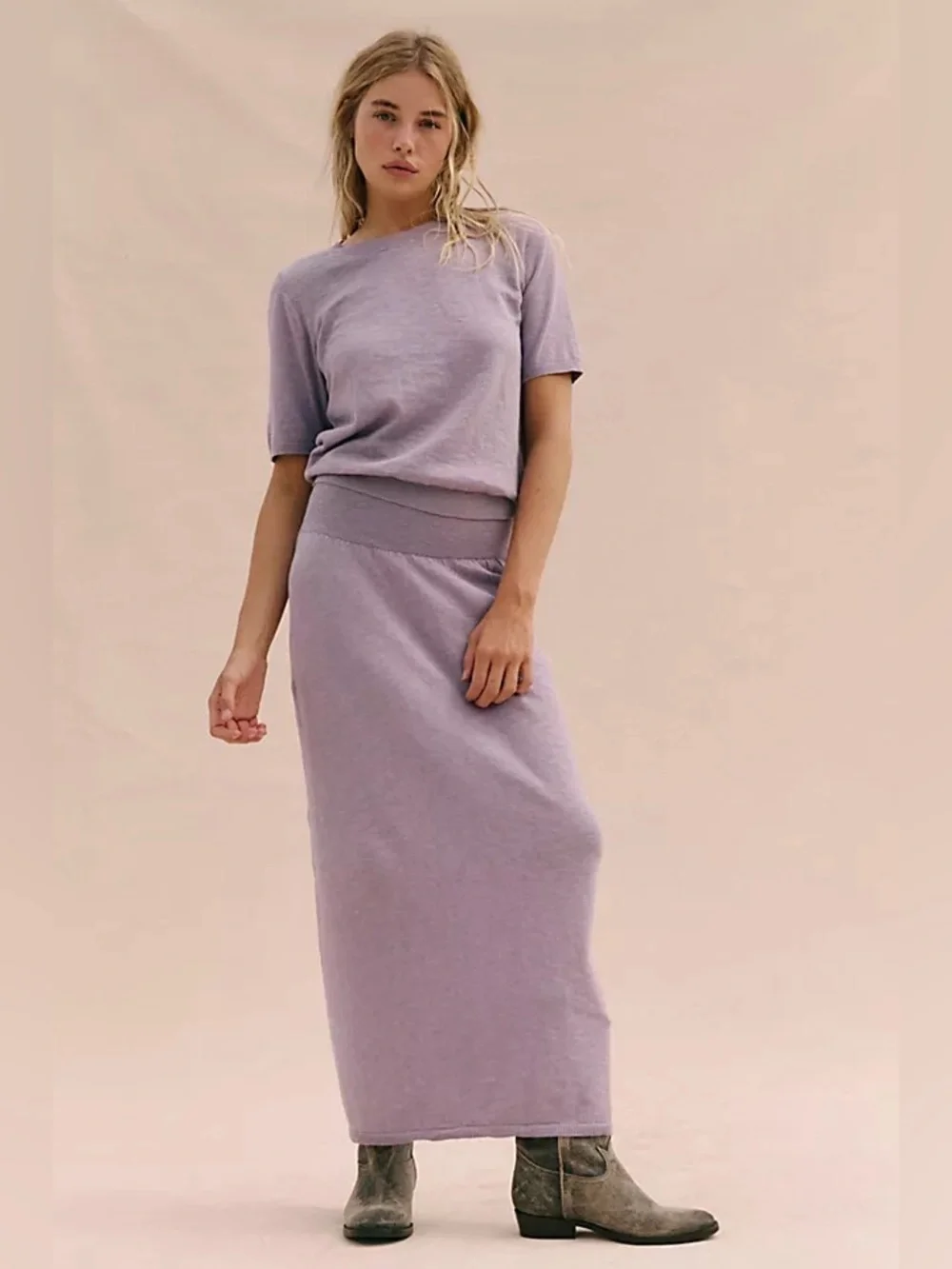 Free People Isabella Sweater Skirt Set - Cool Lavender